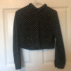 Black polka dot crop top